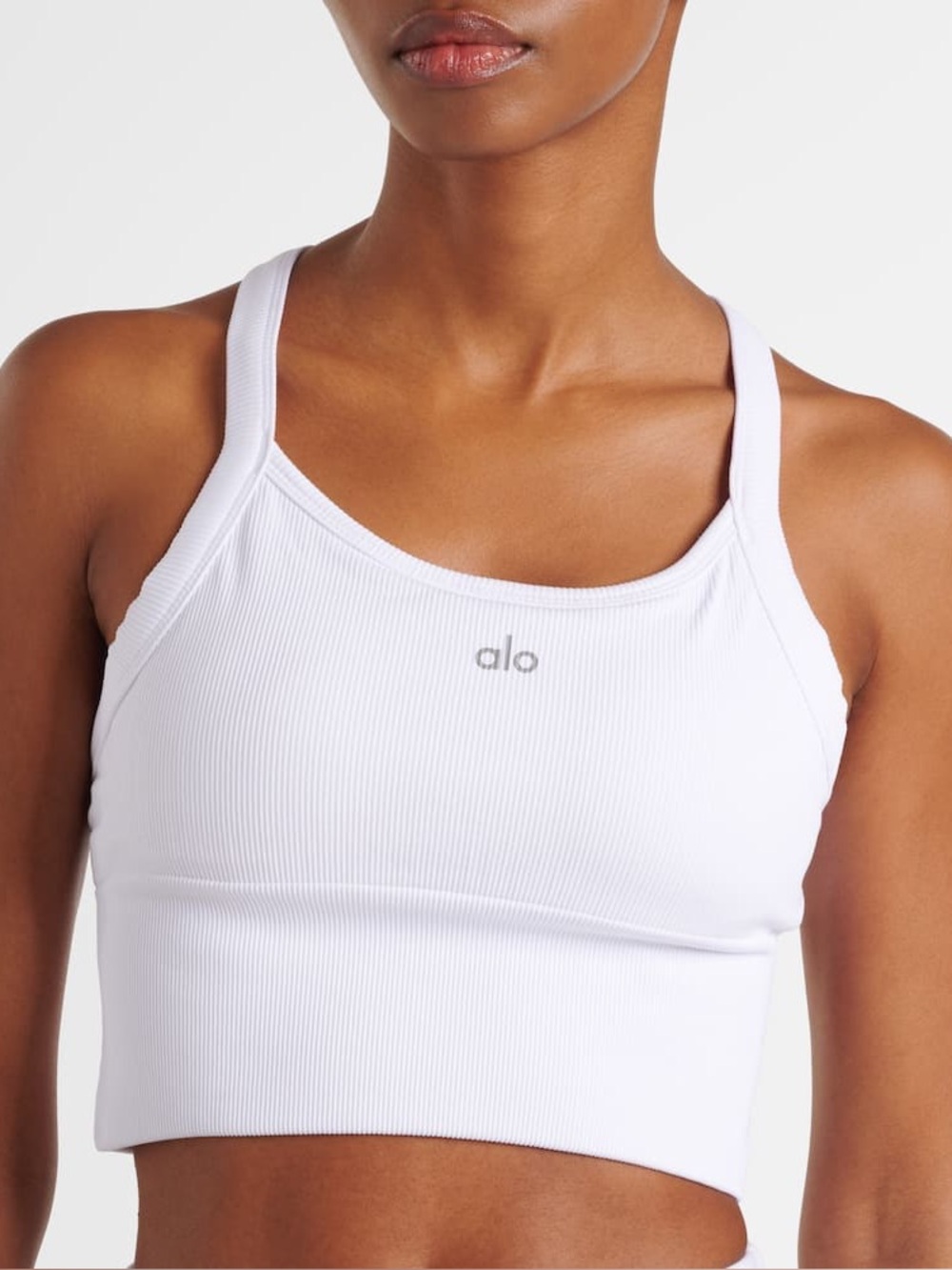 Ribbed Knit Bra Top in White